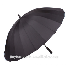 Oversized 24k manual open black color long handle straight umbrella fiberglass frame golf umbrella